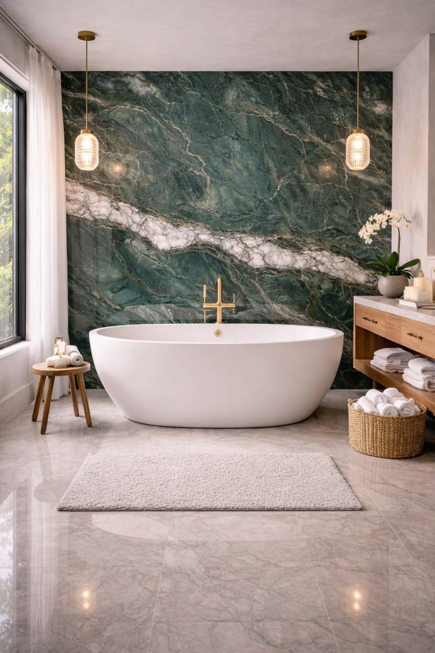 Green marble bath project