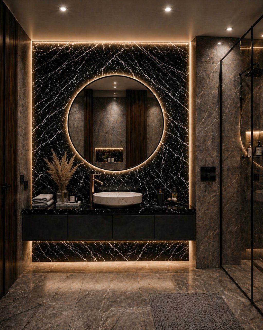 Black marble bathroom